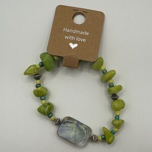 Artisan Green and Silver Gemstone Bracelet